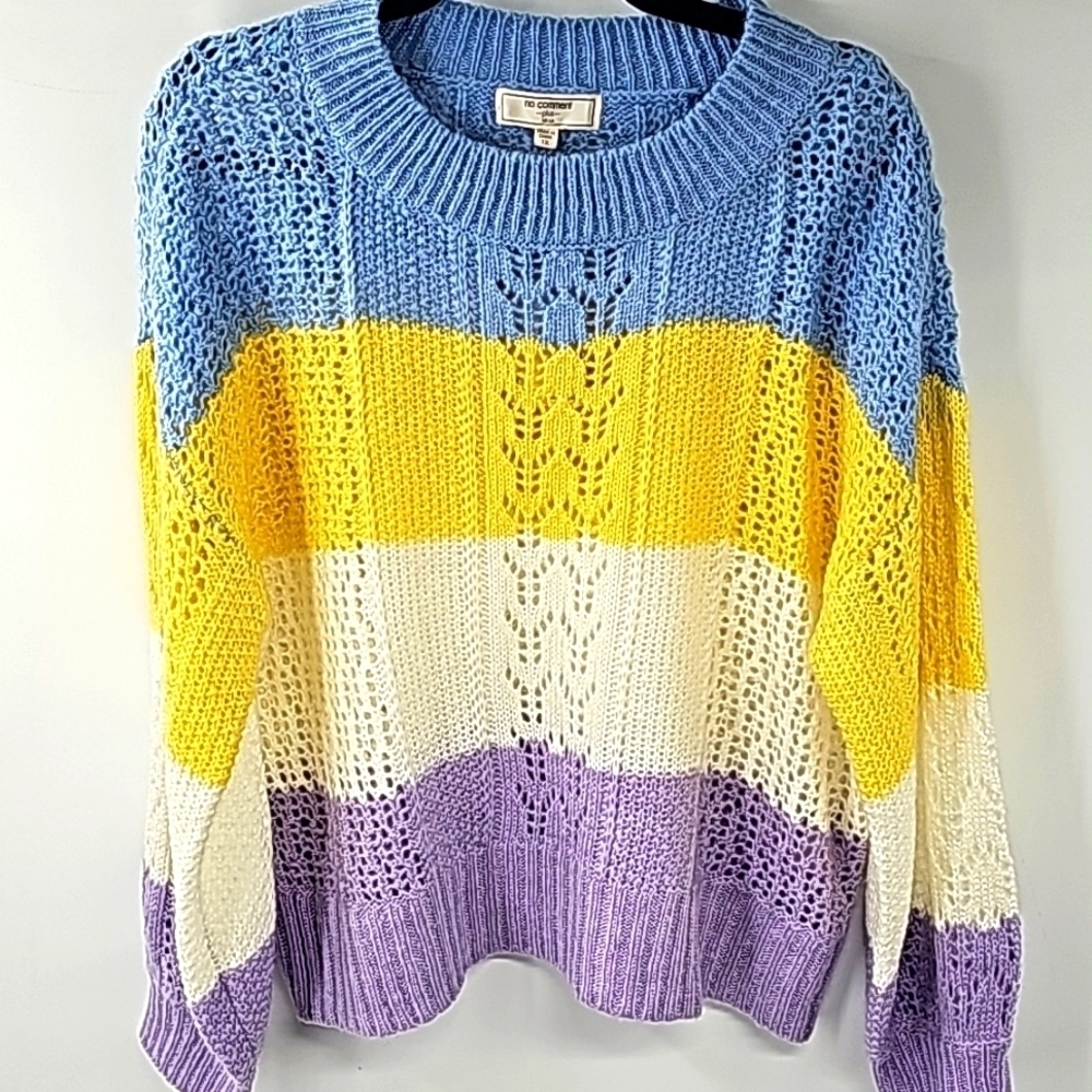 No Comment Crew Neck Loose Knit Multi-colored Cozy‎ Sweater